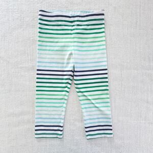 Primary Green & Blue Striped Capri Leggings EUC 7